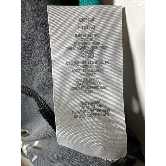 Susan Graver Liquid Knit Split Neck Tunic Floral Teal Blue Green 3/4 Sleeve Sz L - Picture 11 of 11